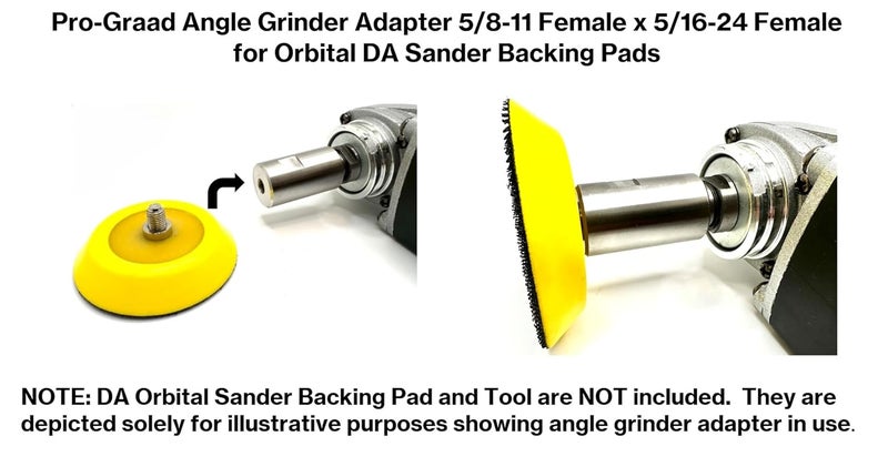 Pro-Grade 54040 Stainless Steel Angle Grinder Adapter 5/8-11 Female x 5/16-24 Female, Arbor Adapter Compatible for use with 5/16”-24 Threaded DA Backer Pads on Angle Grinder with 5/8”-11 - Image 5